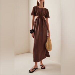 NEW Onia Brown Cut-Out Maxi Linen Dress size S